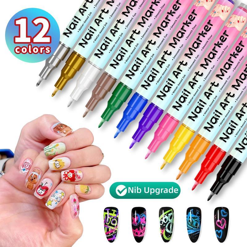 12 Farben 3D Nagelkunst Stift Set, 1 Box Nagellackstift, Nagelpunkt Graffiti Punktierstift, Zeichen Pinsel für DIY Nagelkunst, Maniküre -Shop