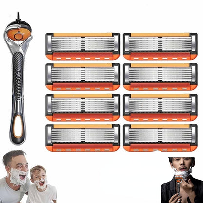48-Piece Men's Razor Blade Replacement Set with Free Handle - Ultra Sharp Stainless Steel Blades for Smooth Shaving, Long Handle Double Edge Razor Blades, Travel Carry Handling Manual Shaver(24pcs)