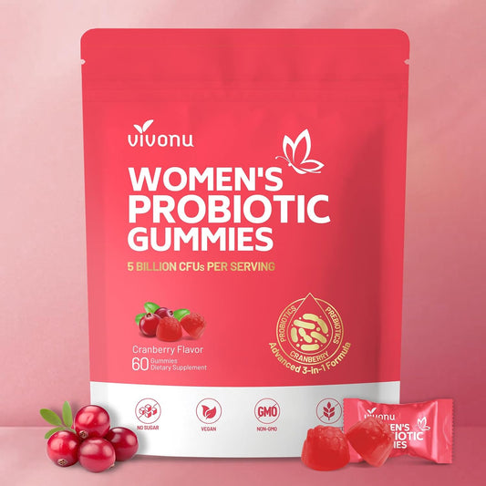 VivoNu Feminine Balance Probiotic Gummies for Women – Yeast & pH Balance Support with Cranberry & Prebiotics | Vegan, Gluten-Free, Halal | 60 Gummies-Shop