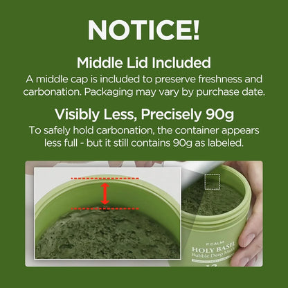 P.CALM Holy Basil Bubble Deep Mask – Holy Basil & Carbonated Water for Cleansing