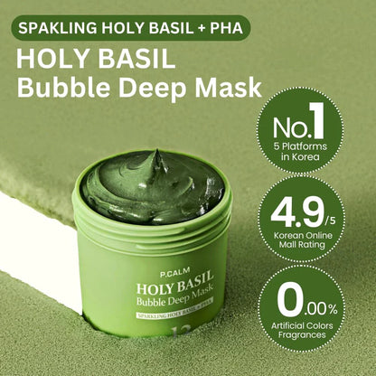 P.CALM Holy Basil Bubble Deep Mask – Holy Basil & Carbonated Water for Cleansing